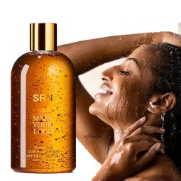 OEM Spa Hotel Strong Fragrance Anti Aging Whitening Exfoliating Koji Acid Luxury 24K Gold Body Shower Wash Gel