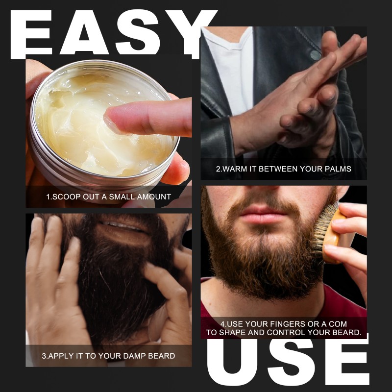Private Label Men's Beard Care Softener Vanilla Beard Balm Beard Butter Wax Moisturizer With Argan Oil and Jojoba Oil