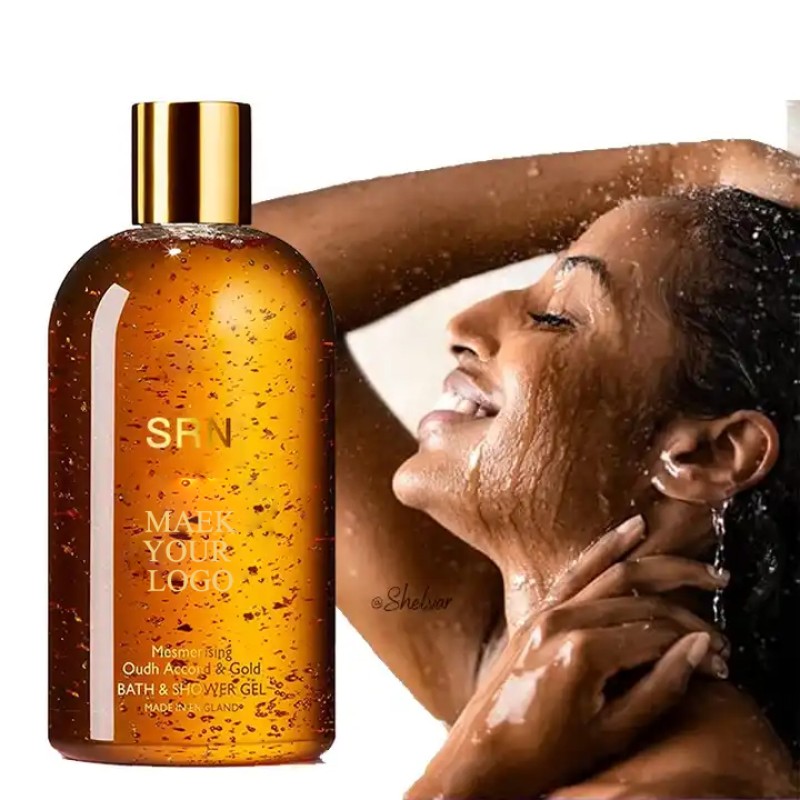 Private Label Spa Hotel Natural Fragrance Lightening Luxury 24K Gold Bath Shower Liquid Soap Body Wash Gel