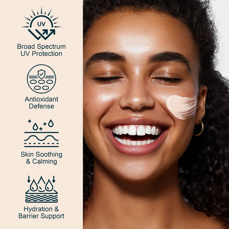 Private Label Moisturizing Lightweight Broad Spectrum Zinc Oxide Sun Barrier Mineral Tinted Sunscreen Spf 50