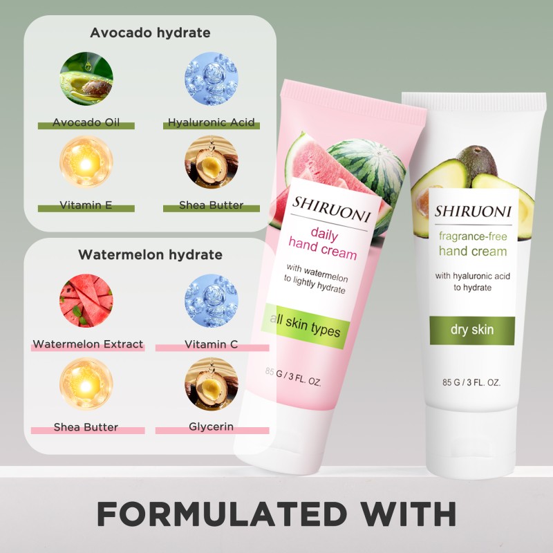 Private Label Hand and Foot Cream Watermelon Avocado Soothing Whitening Moisturizing Hand Cream Christmas Gift