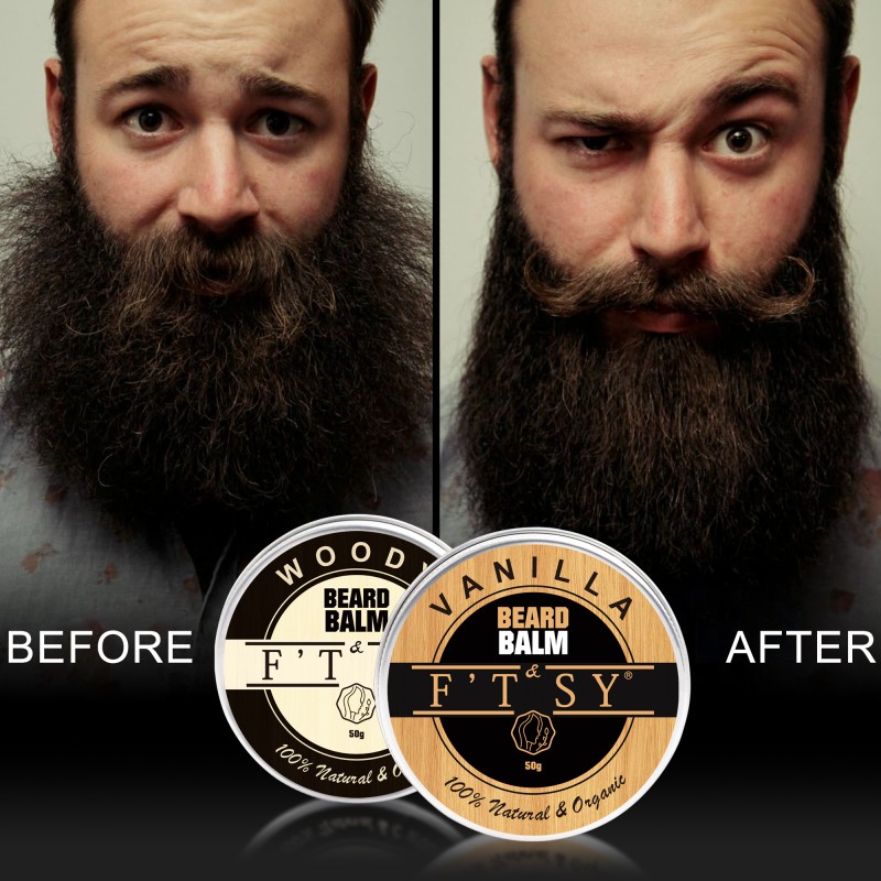Private Label Men's Beard Care Softener Vanilla Beard Balm Beard Butter Wax Moisturizer With Argan Oil and Jojoba Oil