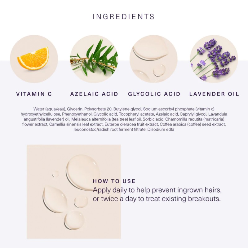 100% Natural Custom Logo Oem Private Label 50Ml Gentle Exfoliating Treatment Vitamin C Anti-Poils Ingrown Hair Serum