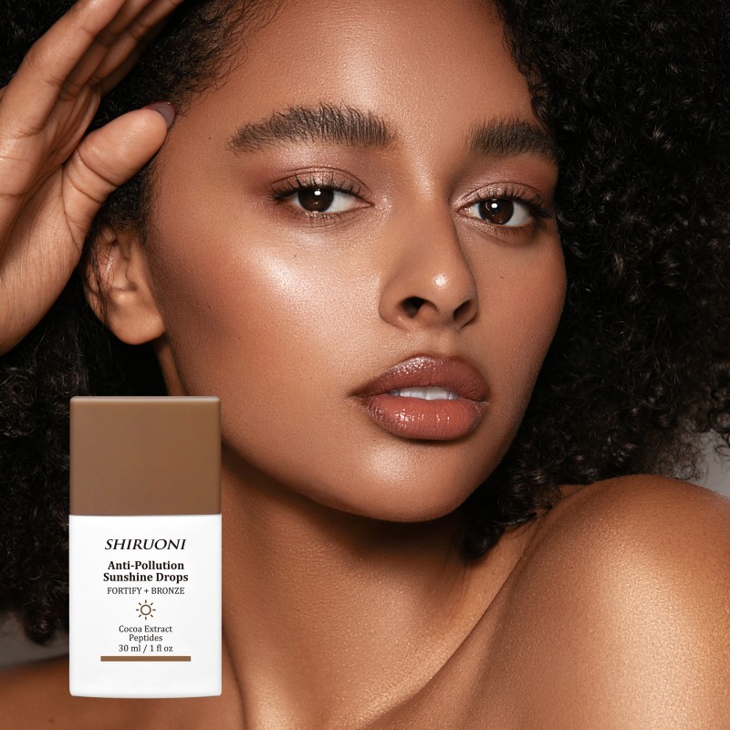 Private Label Tan Drops Dark Sunless Tanner Nourishing Bronzing Cocoa Extract Face Tanning Serum