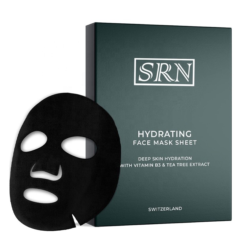 Custom LOGO Bamboo Charcoal Vitamin B3 Hydrating and Moisturizing Face Sheet Mask for Men Facial Care