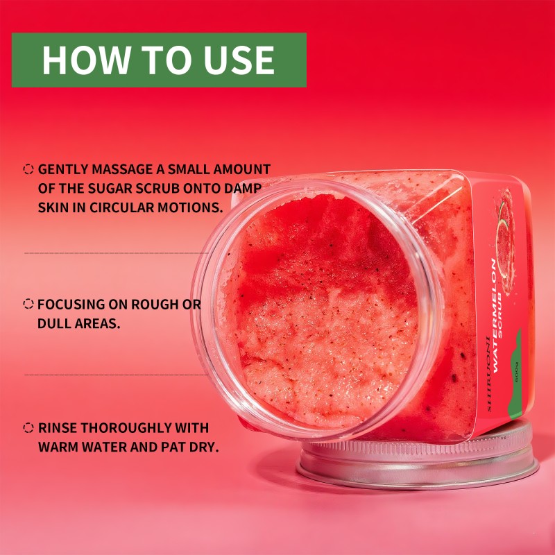 Private Label Watermelon Scrub Body Hand Foot Scrub Watermelon Sugar Shea Butter Soothes Moisturizes Body Watermelon Scrub