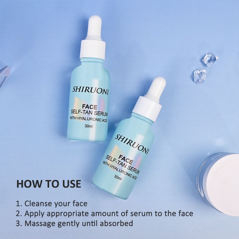 Free Sample Custom Face Tan Serum Sunless Drop Color Correcting Gradual Bronzing Tanning Serum