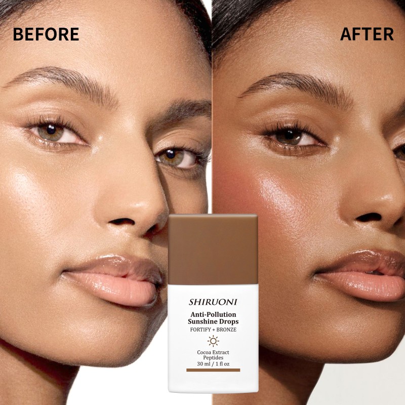 Private Label Tan Drops Dark Sunless Tanner Nourishing Bronzing Cocoa Extract Face Tanning Serum