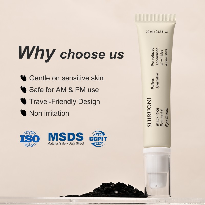 Hot Selling Repair Eye Cream Lightweight Easy-To-Absorb Anti Wrinkle Black Rice Bakuchiol Eye Bags Removal Cream