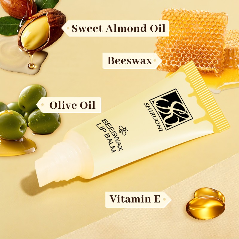 Private Label Hydrating Vegan Natural Custom Logo Beeswax Lip Balm Shea Butter Coconut Oil Lip Balm