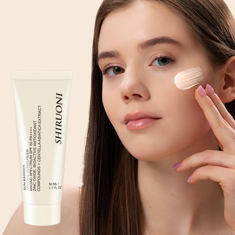 Private Label Moisturizing Lightweight Broad Spectrum Zinc Oxide Sun Barrier Mineral Tinted Sunscreen Spf 50