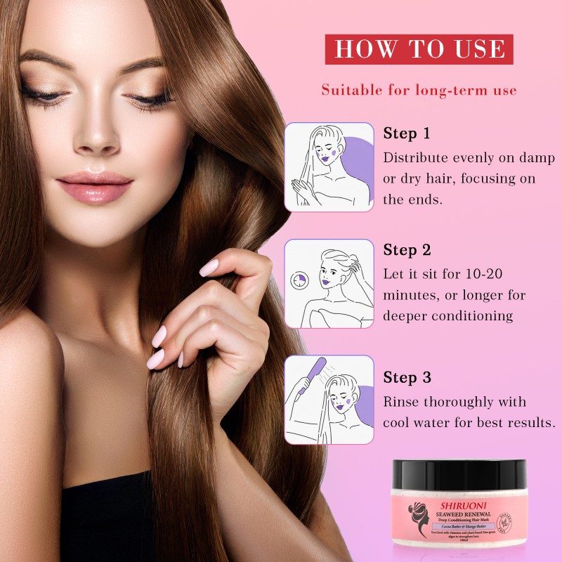 OEM ODM Wholesale Seaweed Renewal Deep Conditioning Hair Mask Nourishing Cocoa Butter Mango Butter for Curly Hair