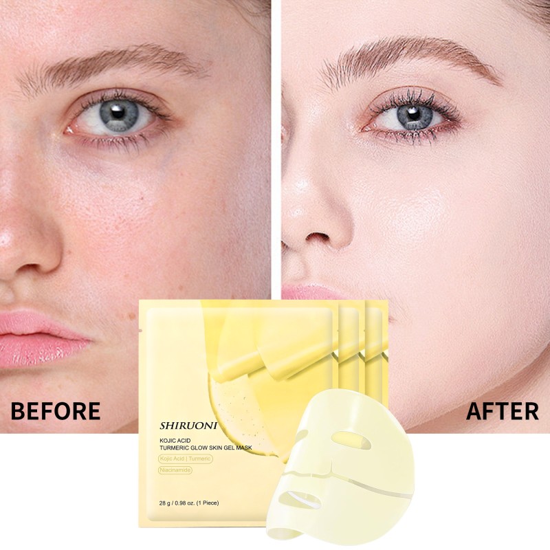 Free Sample Face Sheet Mask Hydrating Firming Collagen Niacinamide Kojic Acid Turmeric Gold Color-Changing Jelly Gel Mask