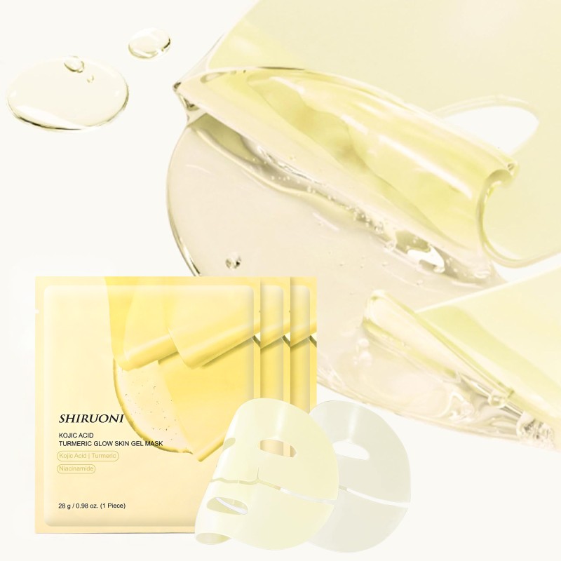 Free Sample Face Sheet Mask Hydrating Firming Collagen Niacinamide Kojic Acid Turmeric Gold Color-Changing Jelly Gel Mask