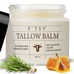 100% Private Label Custom Logo Grass Fed Deep Moisturizing Face Moisturizer Handmade Raw Wild Honey Whipped Beef Tallow Balm