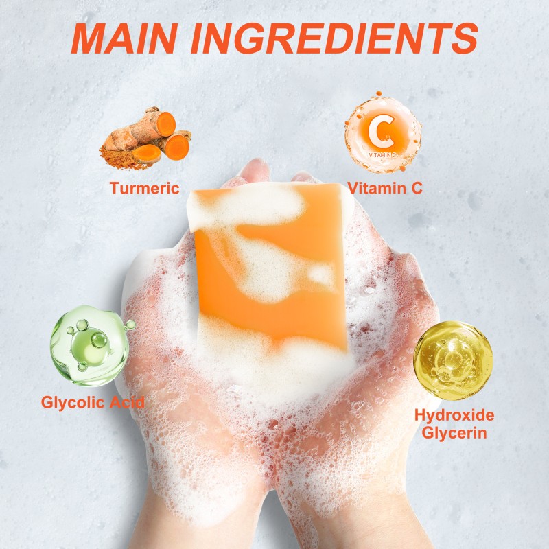 Wholesale Turmeric Soap Private Label Wholesale Gentle Cleansing Acne Removal Body Whitening Turmeric and Honey Soap