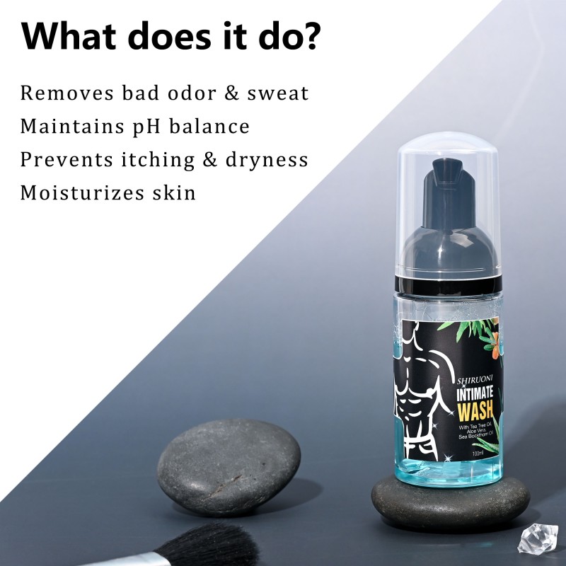 Free Sample Men Care Prevents Itching Ph Balance Tea Tree Oil Aloe Vera Foam Intimate Wash for Men