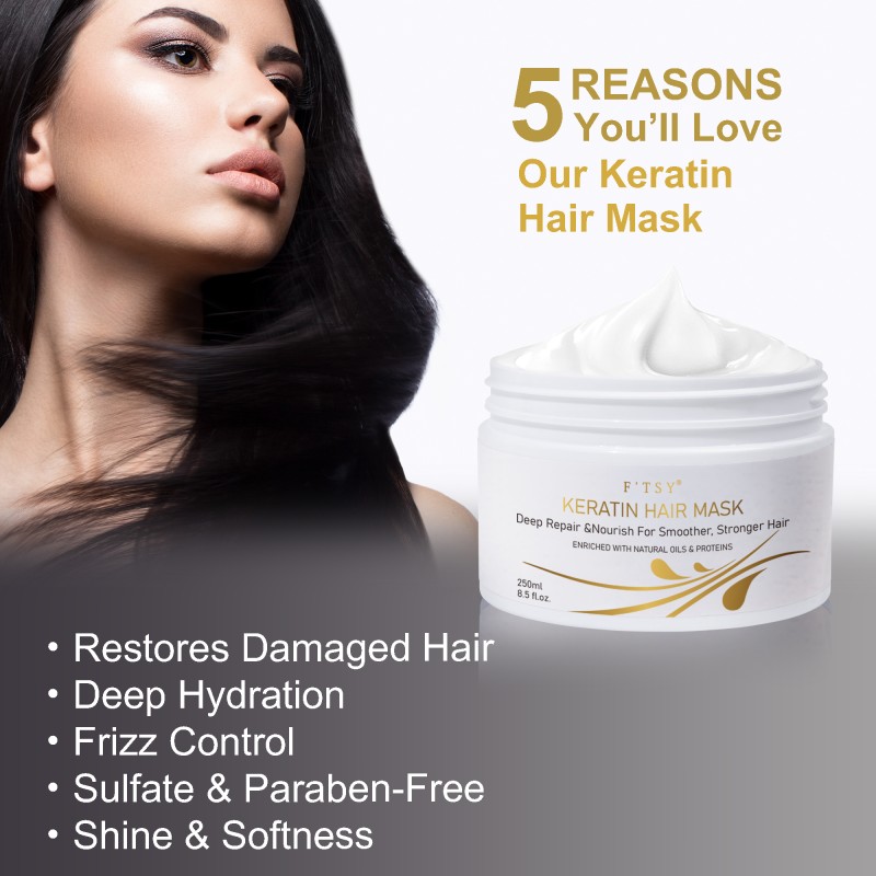 100% Natural Keratin Mud Hair Mask OME Private Label Custom Logo Frizz Control Nourish Smoother Deep Collagen Repair Cream Type