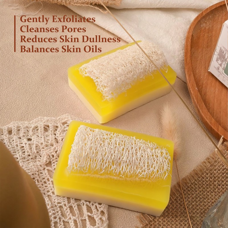 Private Label Body Care Exfoliating for Acne Removal Whitening Lemon Soap Loofah for Soap Bars