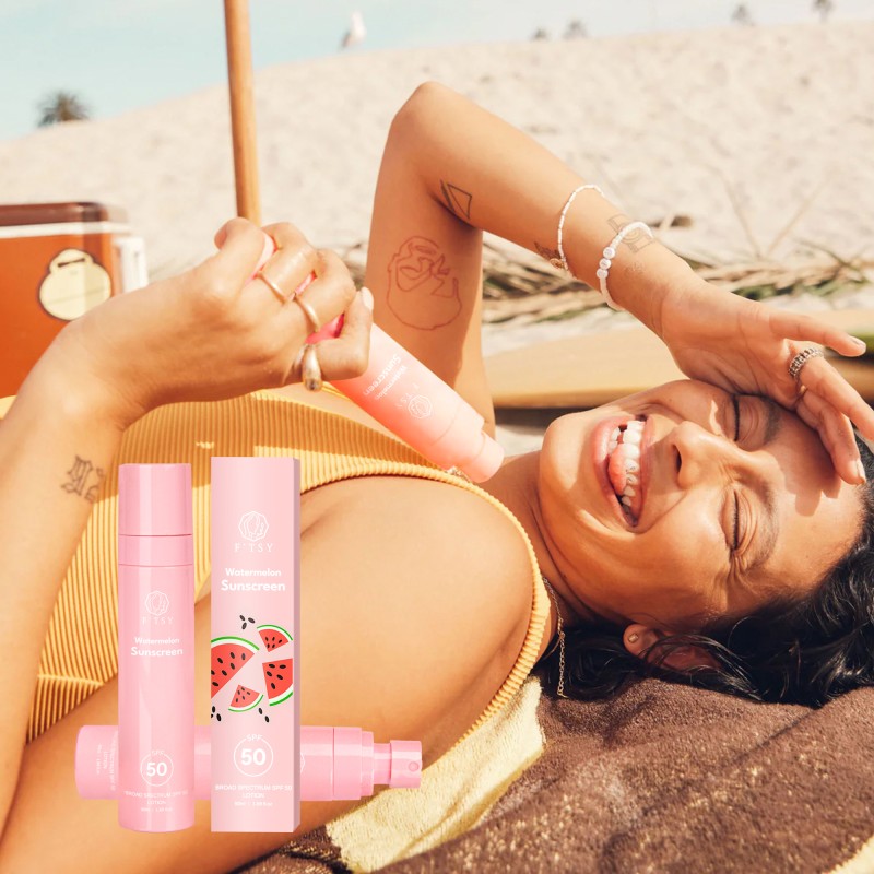 New Arrived Watermelon Sunscreen Spray Mist Spf 50 Face Over Makeup Sun Protection Watermelon Extract Sunscreen Spray