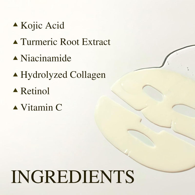 Free Sample Face Sheet Mask Hydrating Firming Collagen Niacinamide Kojic Acid Turmeric Gold Color-Changing Jelly Gel Mask