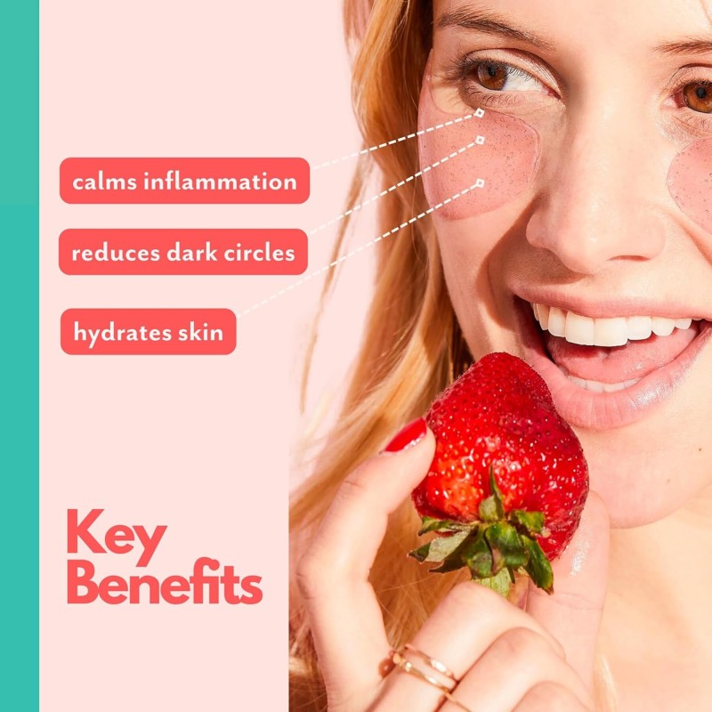 Private Label Eye Patches Brightening Reduces Dark Circles Calming Hyaluronic Acid Strawberry Rose Under Eye Mask