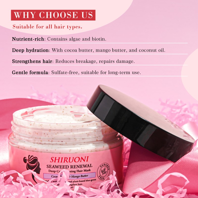 OEM ODM Wholesale Seaweed Renewal Deep Conditioning Hair Mask Nourishing Cocoa Butter Mango Butter for Curly Hair