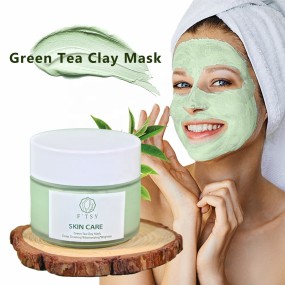 OEM LOGO Deep Cleansing Moisturizing Antioxidant Blackheads Remove Green Tea Face Clay Mask With Volcanic Mud