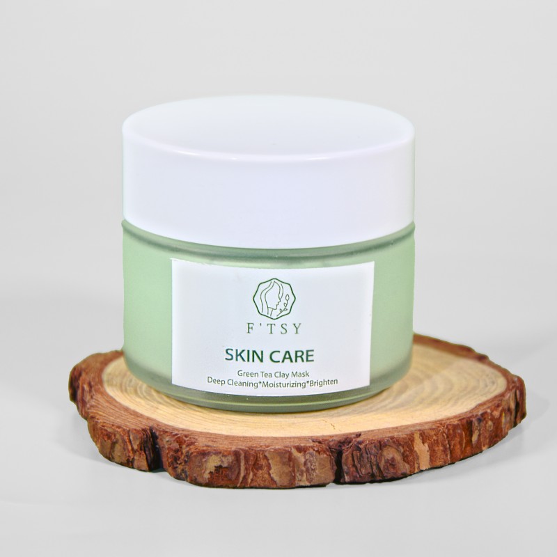OEM LOGO Deep Cleansing Moisturizing Antioxidant Blackheads Remove Green Tea Face Clay Mask With Volcanic Mud