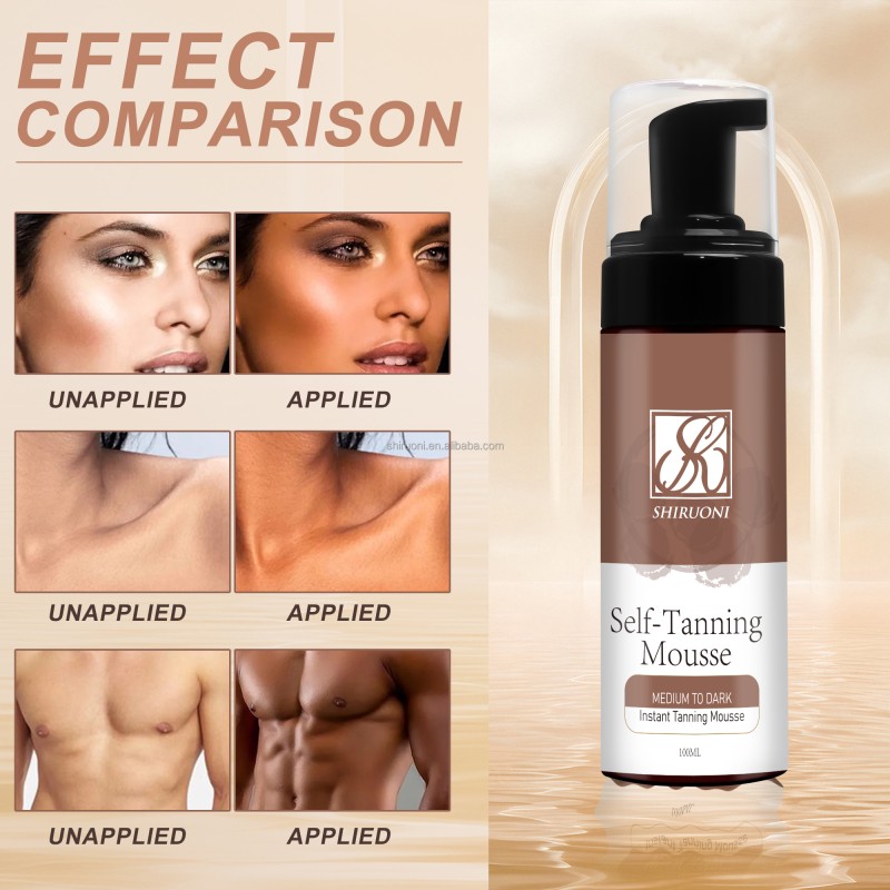 Private Label Natural & Organic Ingredients Medium to Dark Sunless Tan Self Tanner Foam Tanning Mousse Kit