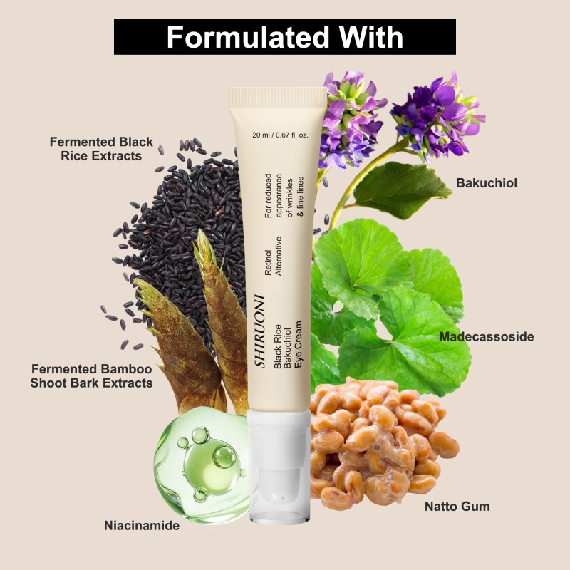 Hot Selling Repair Eye Cream Lightweight Easy-To-Absorb Anti Wrinkle Black Rice Bakuchiol Eye Bags Removal Cream