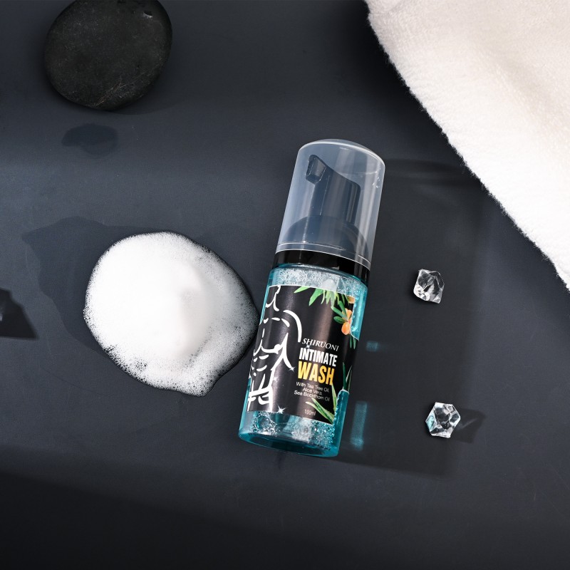 Free Sample Men Care Prevents Itching Ph Balance Tea Tree Oil Aloe Vera Foam Intimate Wash for Men