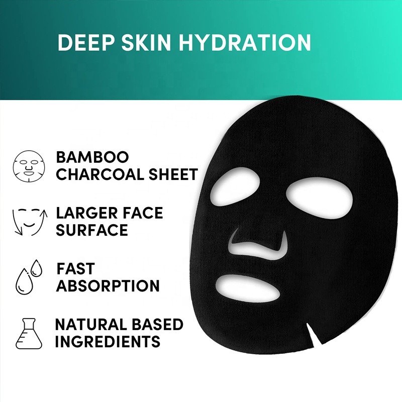 Custom LOGO Bamboo Charcoal Vitamin B3 Hydrating and Moisturizing Face Sheet Mask for Men Facial Care