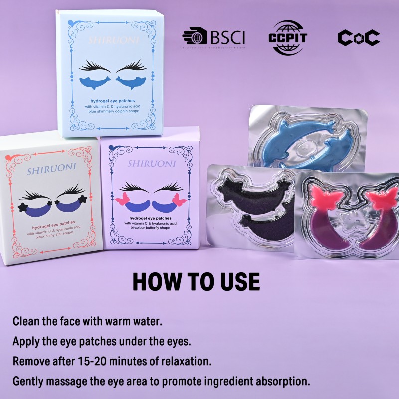 Custom Eye Patches Hydrogel Heart Shape Hyaluronic Acid Hydrating Collagen Remove Dark Circle Under Eye Mask