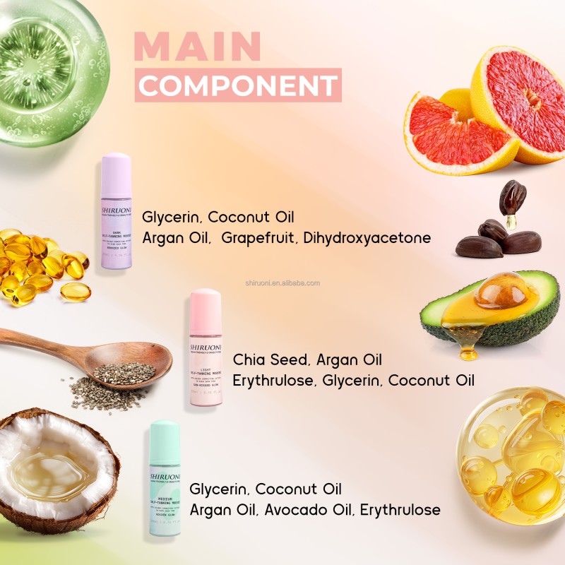 Private Label Natural Lightweight Quick Drying Whipped Formula Classic Tinted Self-Tanning Mousse