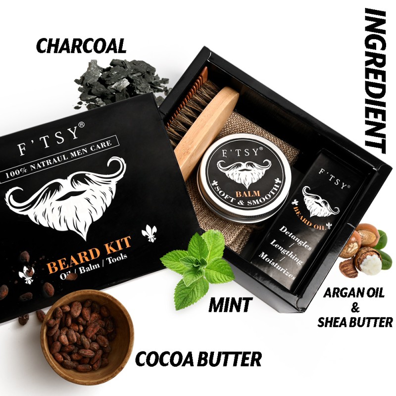 Beard Care Kit Oem Wholesale Beard Grooming Kit Beard Growth Kit for Black Men