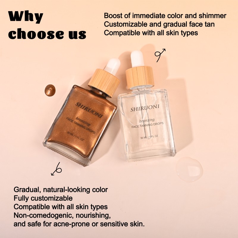 Free Sample Face Tanning Drops Hydrating Pomegranate Long-Lasting Tan Bronzing Self Tanning Drops