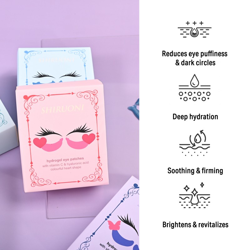 Custom Eye Patches Hydrogel Heart Shape Hyaluronic Acid Hydrating Collagen Remove Dark Circle Under Eye Mask