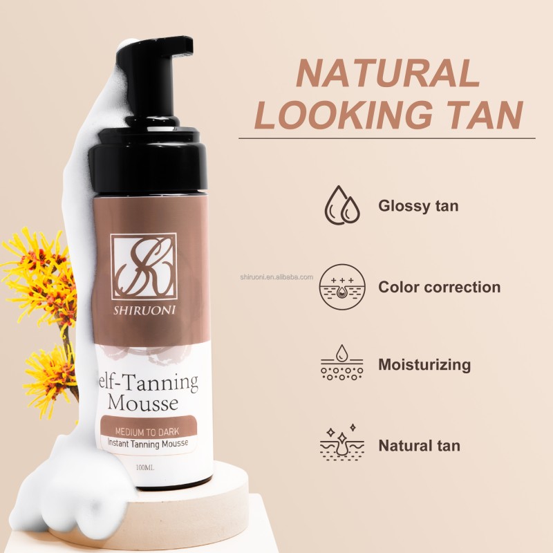 Private Label Natural & Organic Ingredients Medium to Dark Sunless Tan Self Tanner Foam Tanning Mousse Kit