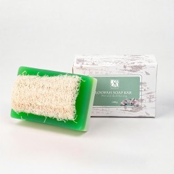 OEM Natural Vegan Loofah Soap Bar Olive Oil Coconut Oil Nourishes Antioxidant Gently Exfoliates Skin Care Loofah Bar Soap