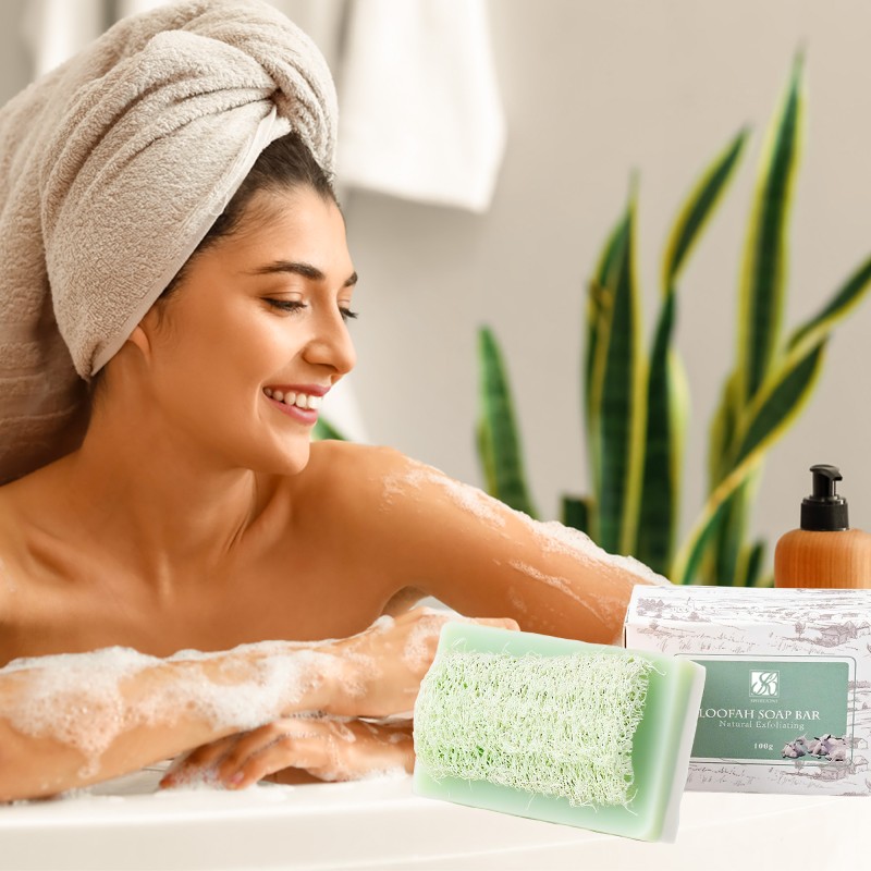 Free Samples Loofah Soap Bar Coconut Milk Black Deeply Nourishes Reduces Acne Spot Whitening Loofah with Soap