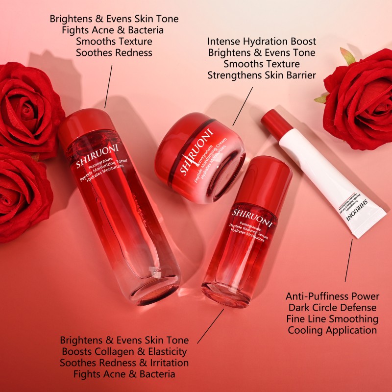 Private Label Face Cream Toner Hydrating Anti Wrinkle Moisturizing Pomegranate Anti Aging Skin Care Set