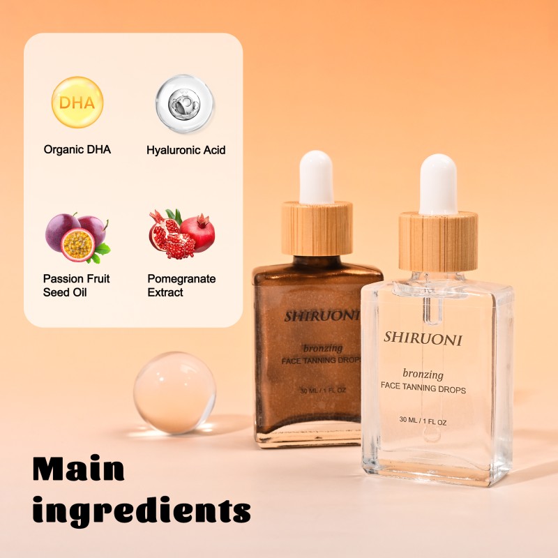 Free Sample Face Tanning Drops Hydrating Pomegranate Long-Lasting Tan Bronzing Self Tanning Drops