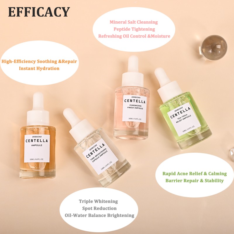 Custom Face Centella Ampoule Skin Serum Kit Relief Acne Brightening Tightening Tea Tree Centella Serum