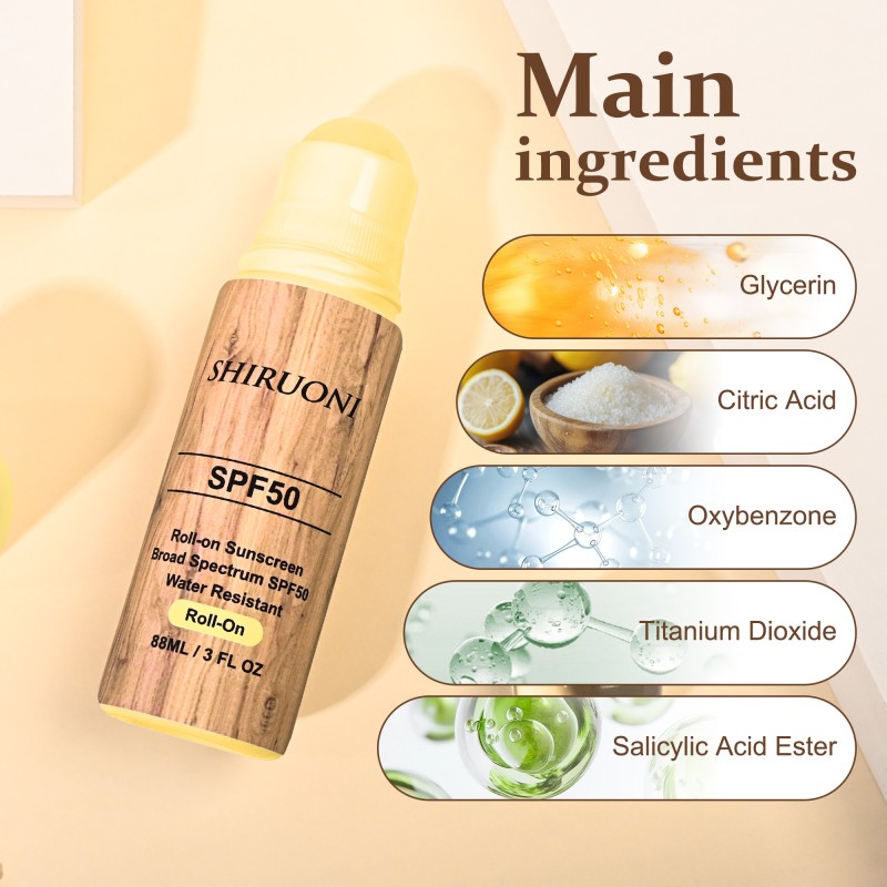 Private Label Sunblock Waterproof Uva/Uvb Sun Protection Broad Spectrum Moisturizing Spf 50 Roll-On Sunscreen Cream