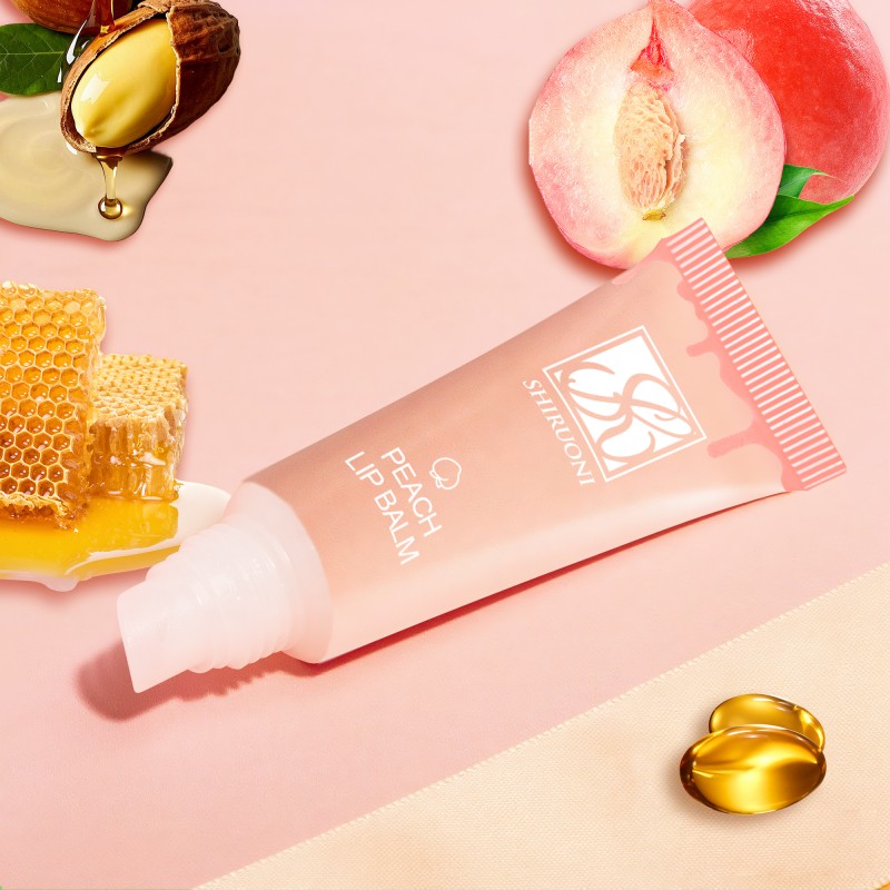 Private Label Winter Daily Long Lasting Peach Lip Balm Lip Moisturizer with Shea Butter for Hydrating Shine Soft Lips