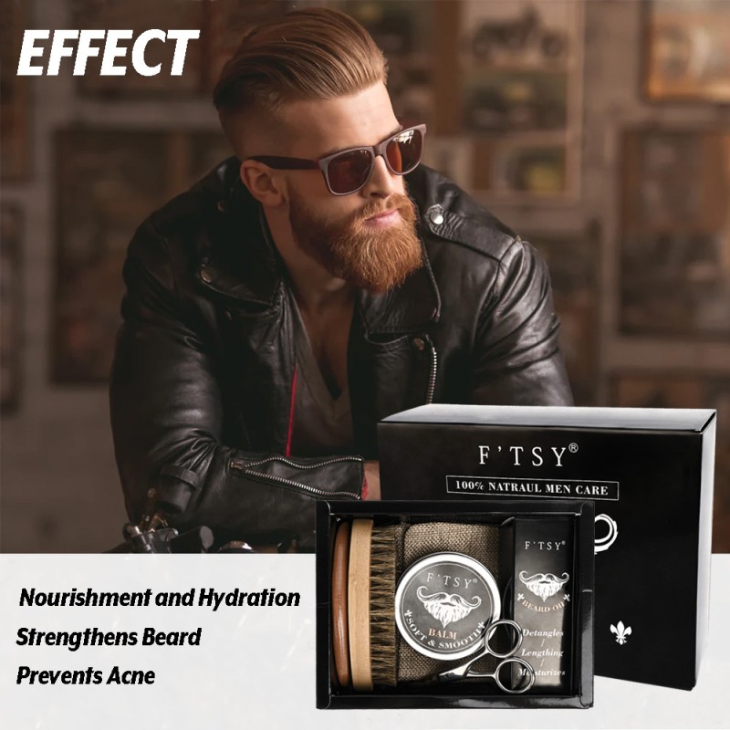 Beard Care Kit Oem Wholesale Beard Grooming Kit Beard Growth Kit for Black Men