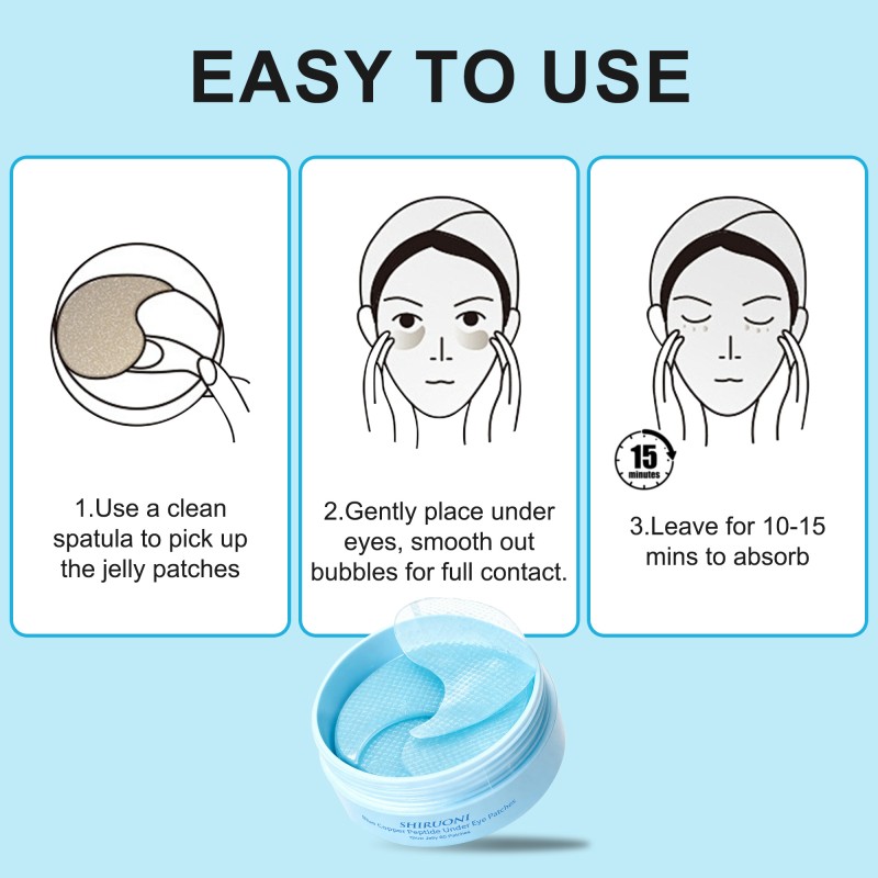 Private Label Gel Eye Mask With Logo Eye Bags Treatment Removal Blue Copper Peptide Moisturizing Collagen Eye Patches Pads