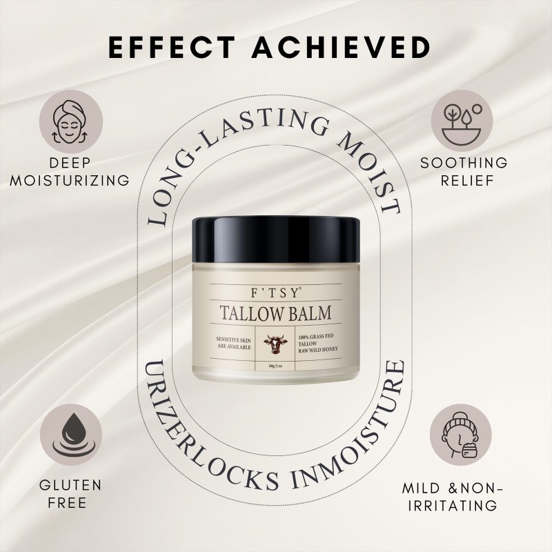 100% Private Label Custom Logo Grass Fed Deep Moisturizing Face Moisturizer Handmade Raw Wild Honey Whipped Beef Tallow Balm