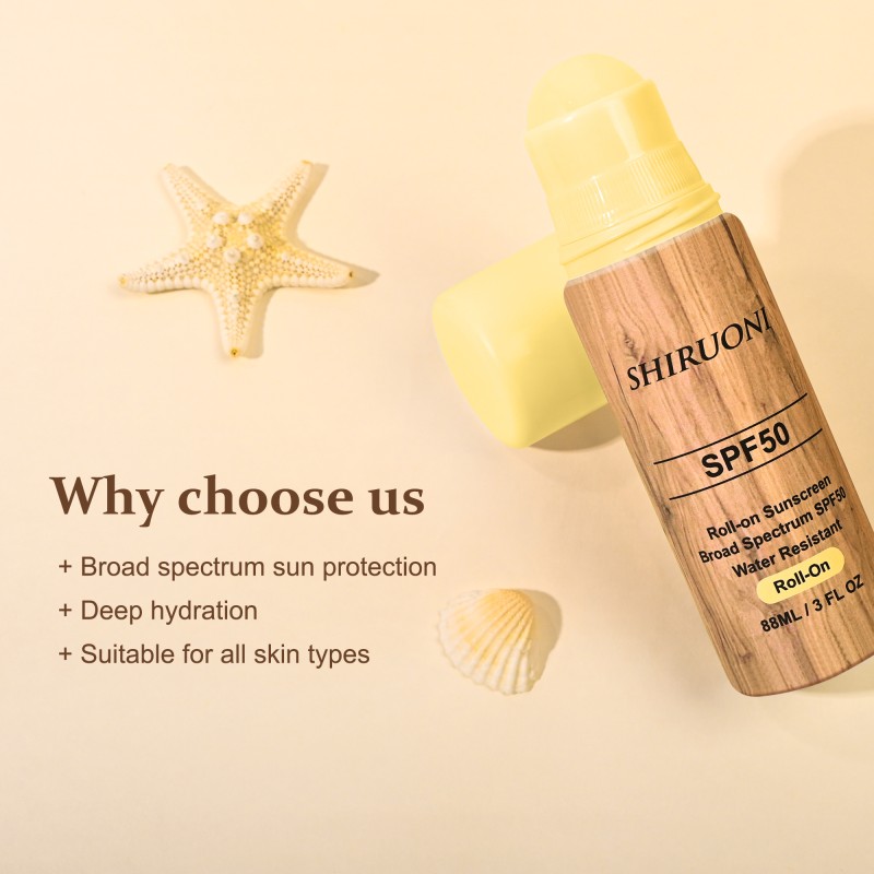 Private Label Sunblock Waterproof Uva/Uvb Sun Protection Broad Spectrum Moisturizing Spf 50 Roll-On Sunscreen Cream